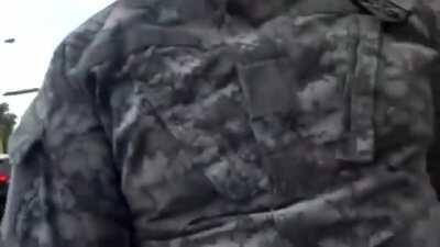 Self proclaimed veteran wearing a military outfit gets called out