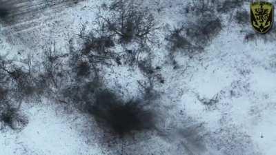 HQ version of several drone drops from yesterday near Vuhledar by the 501st. Includes unreleased footage. February 2023.