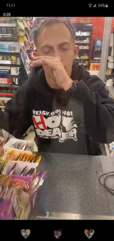 Store clerk struggles to serve customers because of his opiate addiction.