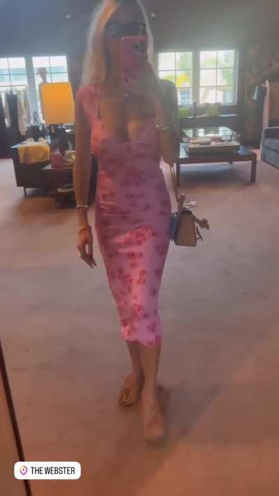 Pink flower dress in mirror