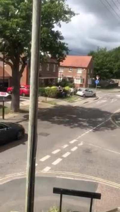 Why use hands when you have a car ( UK/England somewhere )