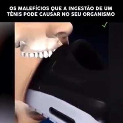 Agora eu sei que não posso engolir um tênis