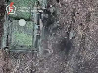 Ukraine's 5th Assault Brigade UAV team intercepted incoming Russian infantry in the Povrovsk direction, using munition drops and FPV strike drones to target soldiers exiting vehicles. Published November 15, 2024