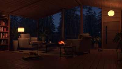 Cozy Cabin Rain & Fireplace Ambience