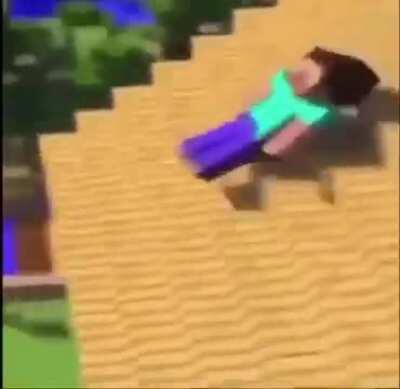 Minecraft Steve falling meme but with plants vs zombies music