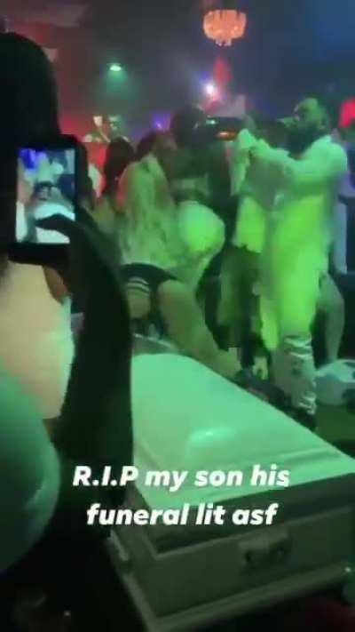 Son literally died and they hold a party instead of a proper funeral.