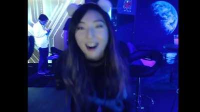 Janet showing off her black dress