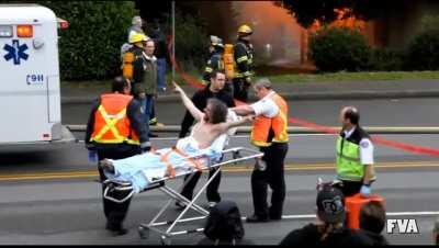 Guy celebrates burning his house down