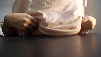 Isn't it hypnotizing how I hit the table with my tits