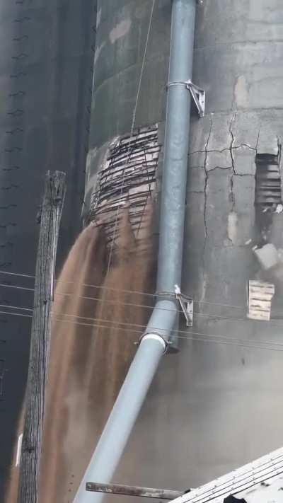 A close up view of the silo collapse in Martinton, IL