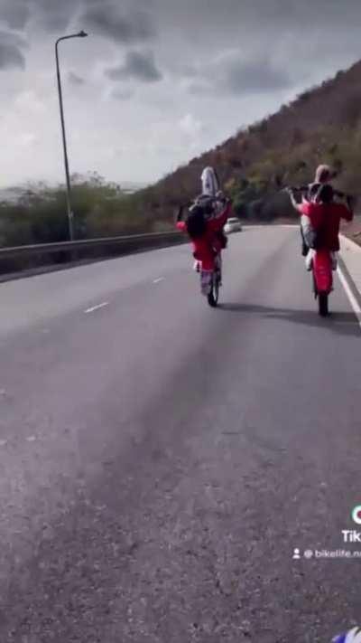 Polyester body suit and high heels + failed stunt = Vitiligo booty cheeks.