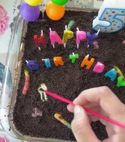 Interactive fossil birthday cake!