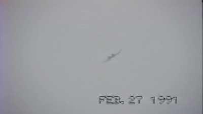 USAF A-10 aircraft makes a bombing/strafing run on Iraqi positions during Operation Desert Storm (February 27, 1991)