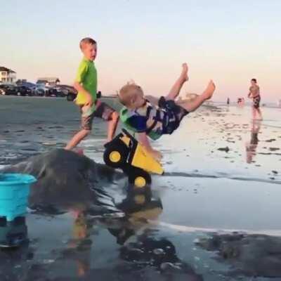 Thank God he was wearing his life jacket!