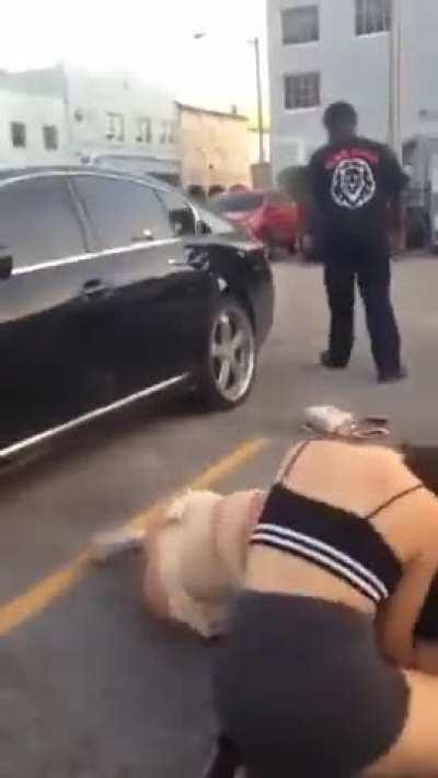 Car park fight with no underwear