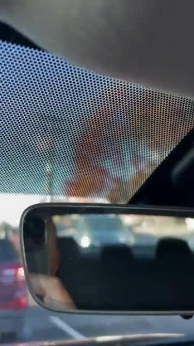 This is not a trick of the camera, this idiot has super bright led lights that are actually flashing. So bright that they are annoying even during daylight.