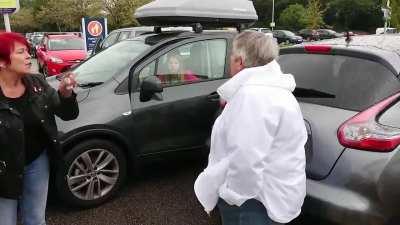 British Karen drives on wrong side of Road then attacks camra man