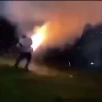 Boy creates minigun out of fireworks