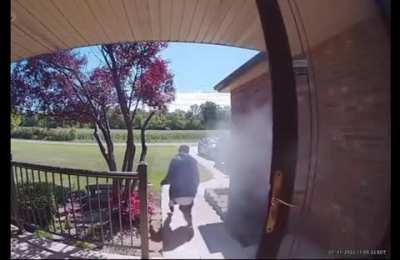 Is it legal to shoot through a door if someone is trying to break in as in this video? Looks legal