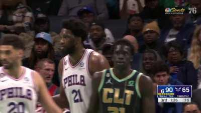 [Highlight] The Charlotte Hornets fail to learn from their mistakes as Joel Embiid SWATS AWAY Terry Rozier's misguided shot attempt!