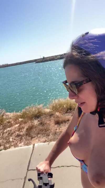 Just riding my bike with my boobies out