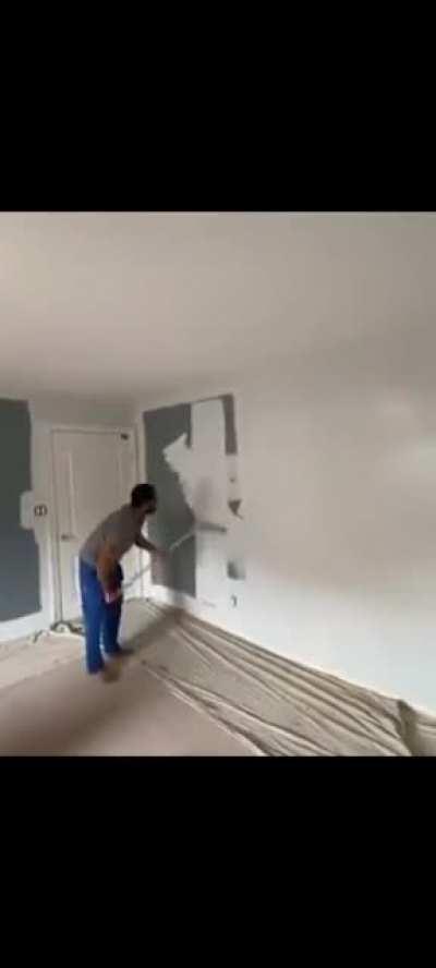 The tempo in which in this guy paints this wall