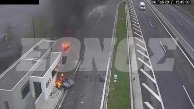 Porsche crashes at Honda Civic.