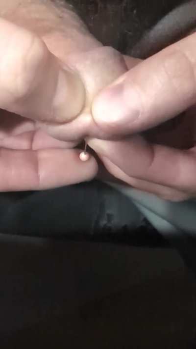 Having some fun with a needle. Warning blood