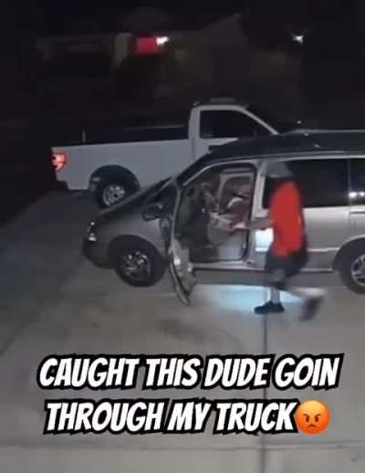 Thief gets caught going through owners truck!