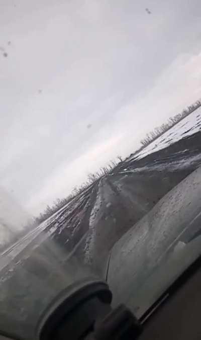 ru pov: Ukrainian soldiers drive road out of Bakhmut showing number of destroyed Ukrainian vehicles