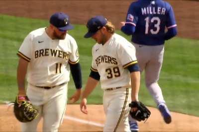 [Highlight] [Highlight] Corbin Burnes feels bad making the play himself, gives Rowdy something to do