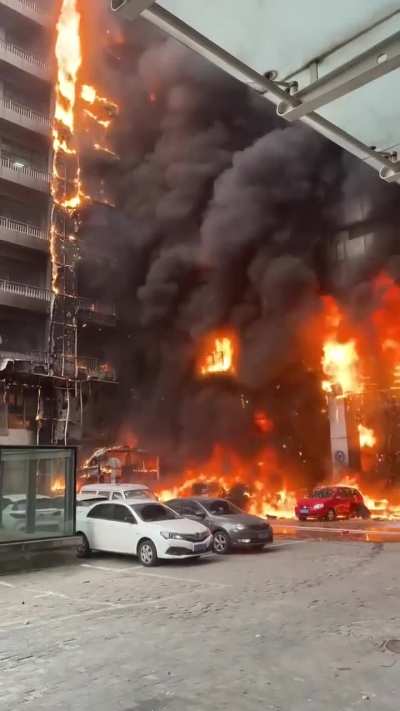 huge fire in Tianjin, China today