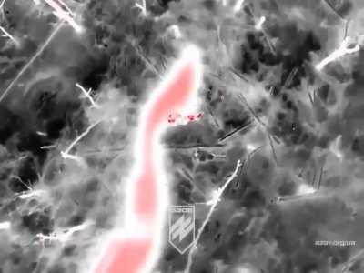 Drone pilots from the Azov Assault Brigade of the Ukrainian National Guard use thermal equipped airframes to hunt Russians at night