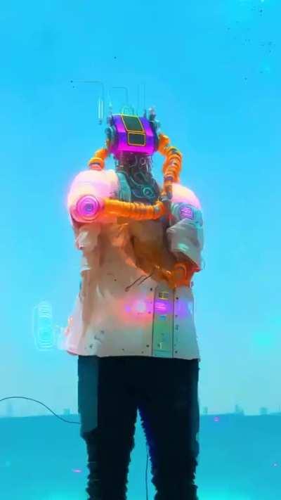 This AI-enhanced edit of a dancing group Tutting.