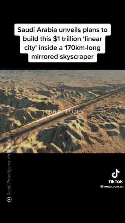 Saudi Arabia unveils plans to build this $1 trillion ‘linear city’ inside a 170km-long mirrored skyscraper.