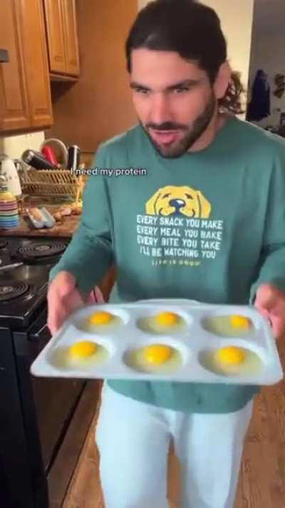 This is how a blind man fries an egg