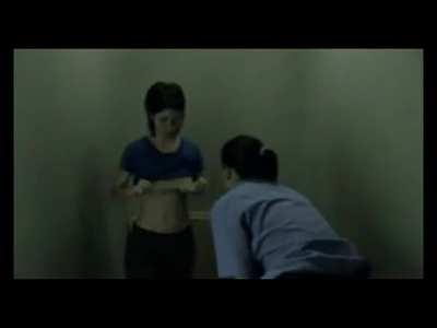 Security Guard Searches a Woman's Body in a Spanish Film