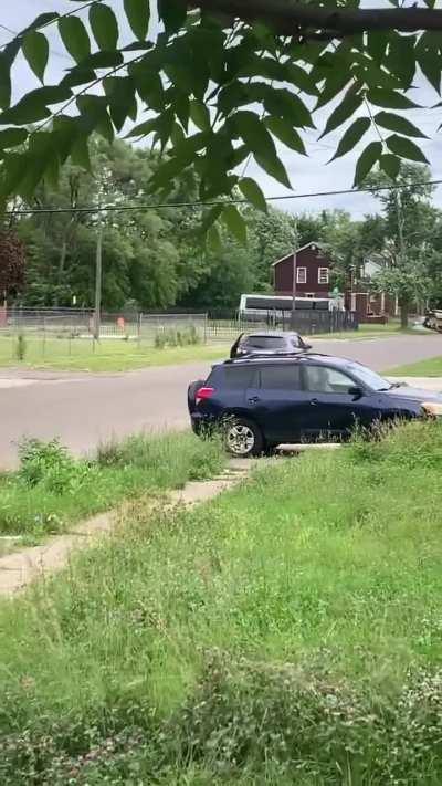 Girl and her friends egg her Ex-boyfriend’s house. Receive instant karma as they leave the scene