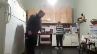 WCGW...playing football in the kitchen !