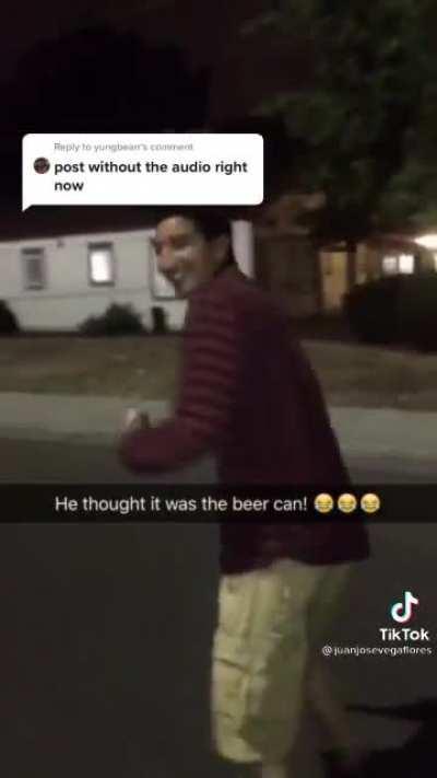 Beer in one hand bong in the other, guess which one gets thrown