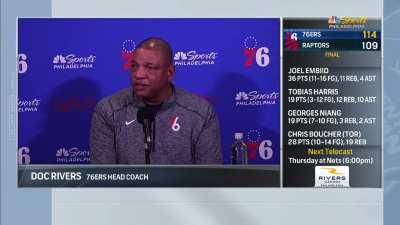 [Highlight] Doc Rivers GOES OFF on Sixers reporter/journalist Keith Pompey in the post-game presser after Philly's win over Toronto tonight.