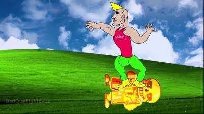 Chad stands on golden sans
