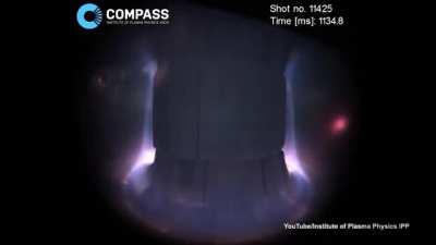 This is a video of real plasma inside a fusion reactor. Its temperature is 150,000,000°C (270,000,032 ℉)