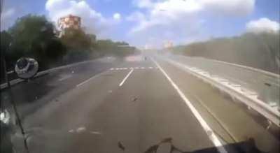 High speed Porsche crash