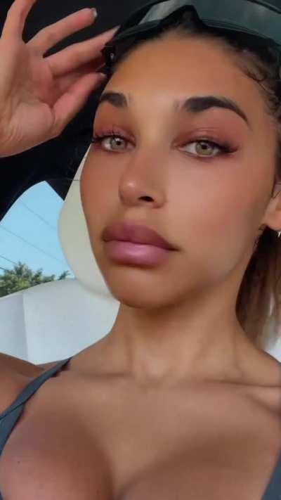 Cleavage in a sports bra