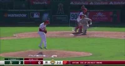 [Highlight] Ohtani twirls his 10th K of the afternoon to get out of the bases loaded jam