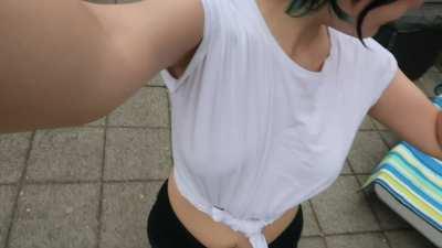 Just me and my titties, enjoying the fresh air☀️