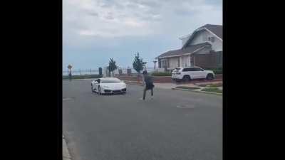 To jump over the lamborghini