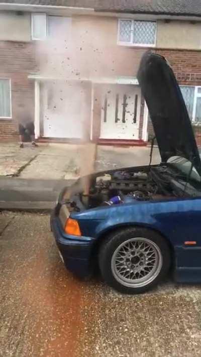 Taking the cap off a hot car radiator