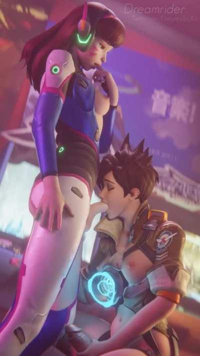 Tracer sucking Futa D.va (Dreamrider) [Overwatch]